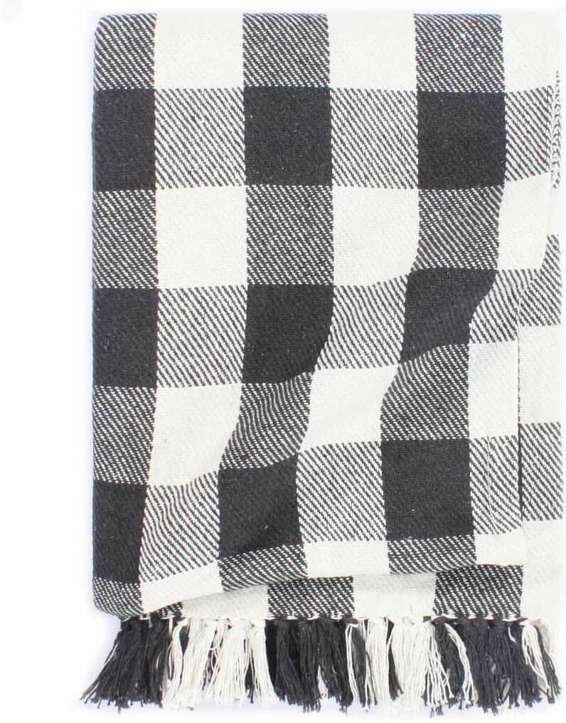 vidaXL plaid 160 x 210 cm ternet bomuld antracitgrå vidaXL plaid 160 x 210 cm ternet bomuld antracitgrå