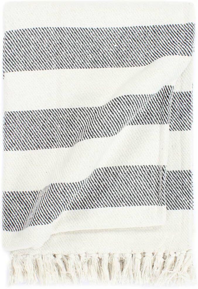 vidaXL plaid 160 x 210 cm stribet bomuld antracitgrå vidaXL plaid 160 x 210 cm stribet bomuld antracitgrå