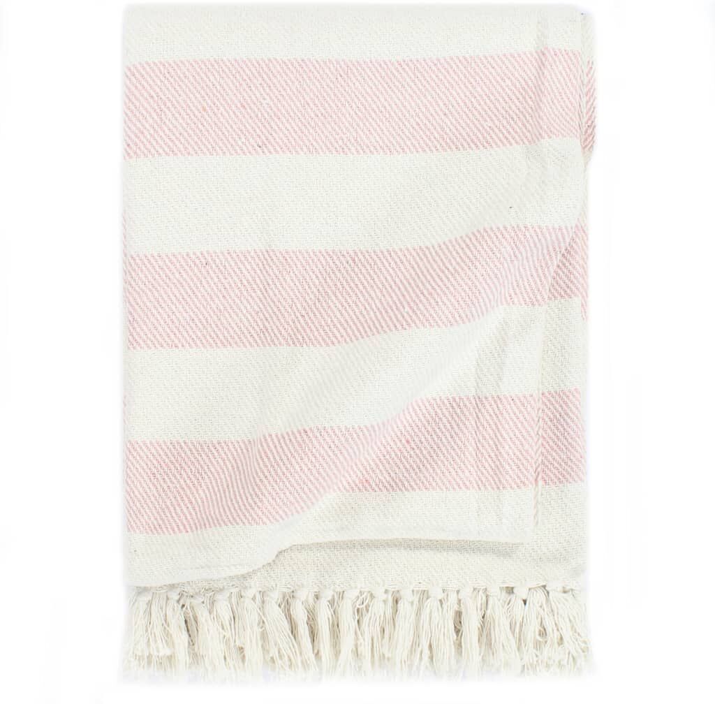 vidaXL plaid 220 x 250 cm bomuld stribet gammelrosa vidaXL plaid 220 x 250 cm bomuld stribet gammelrosa