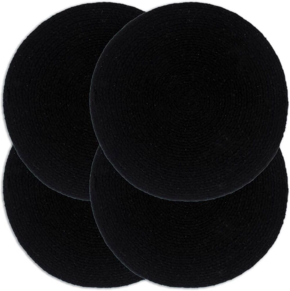 vidaXL dækkeservietter 4 stk. runde 38 cm bomuld sort vidaXL dækkeservietter 4 stk. runde 38 cm bomuld sort