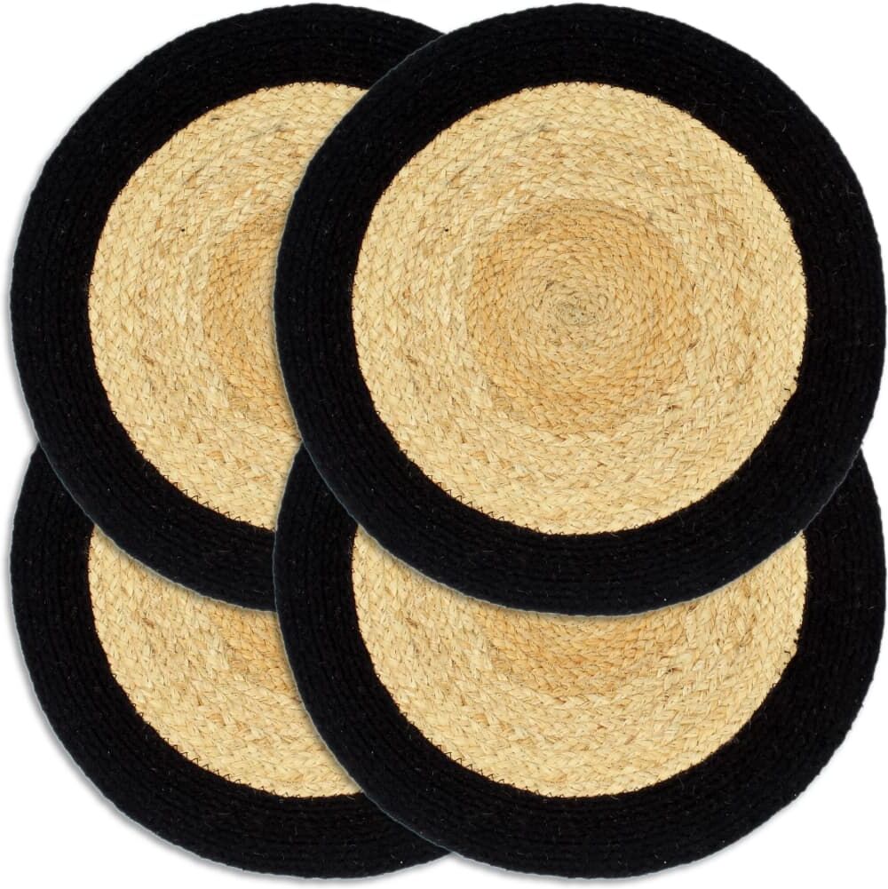 vidaXL dækkeservietter 4 stk. 38 cm jute og bomuld natur og sort vidaXL dækkeservietter 4 stk. 38 cm jute og bomuld natur og sort