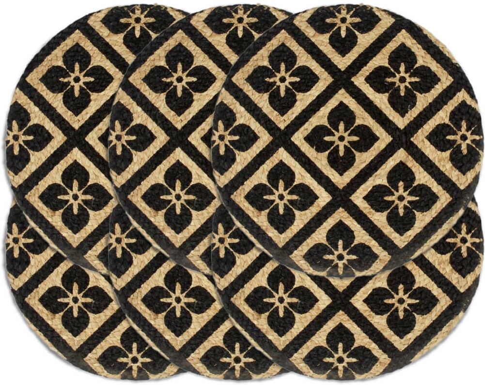 vidaXL dækkeservietter 6 stk. rund 38 cm jute sort vidaXL dækkeservietter 6 stk. rund 38 cm jute sort