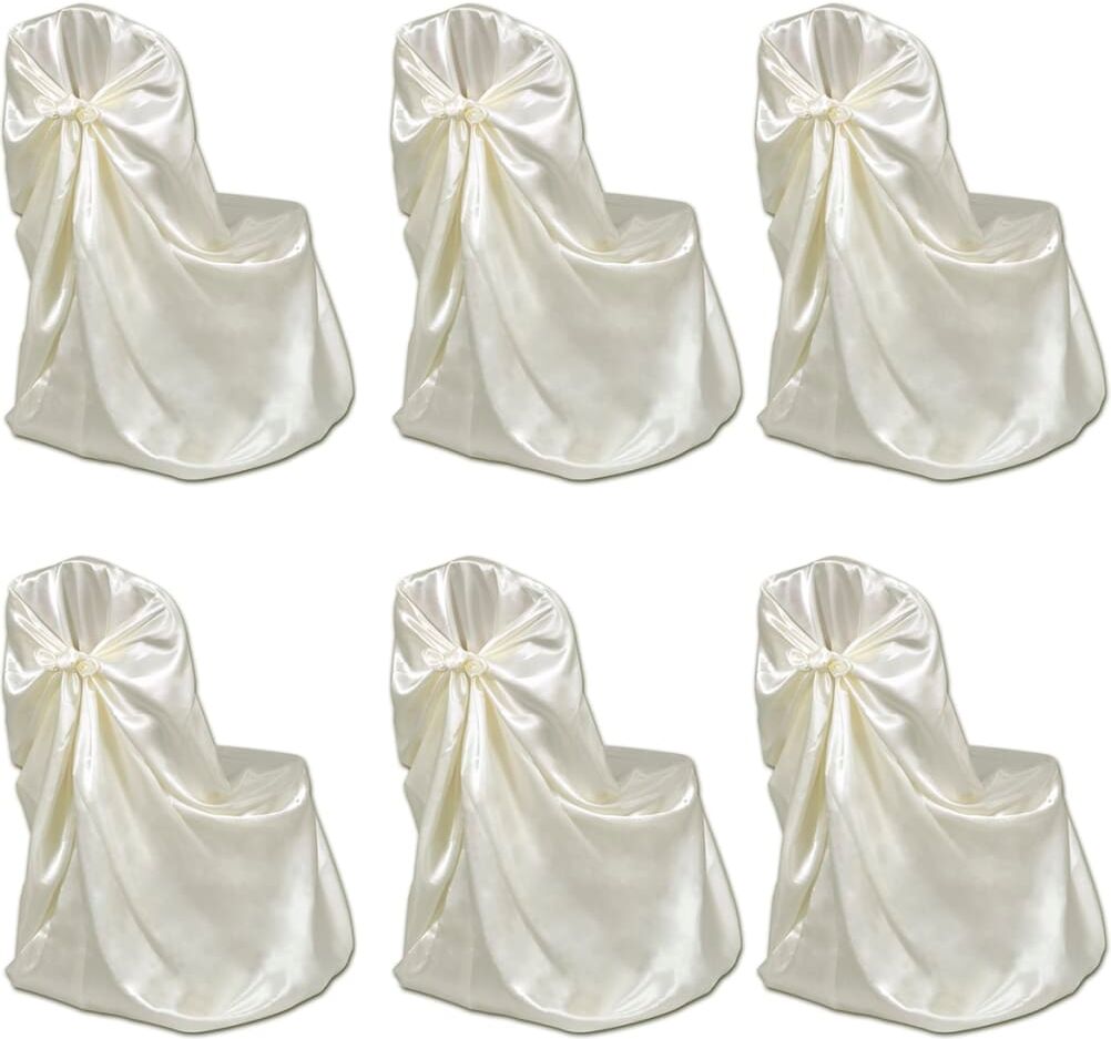 vidaXL Cremefarvede Stolebetræk til Bryllupsmiddagen - 6 stk vidaXL Cremefarvede Stolebetræk til Bryllupsmiddagen - 6 stk
