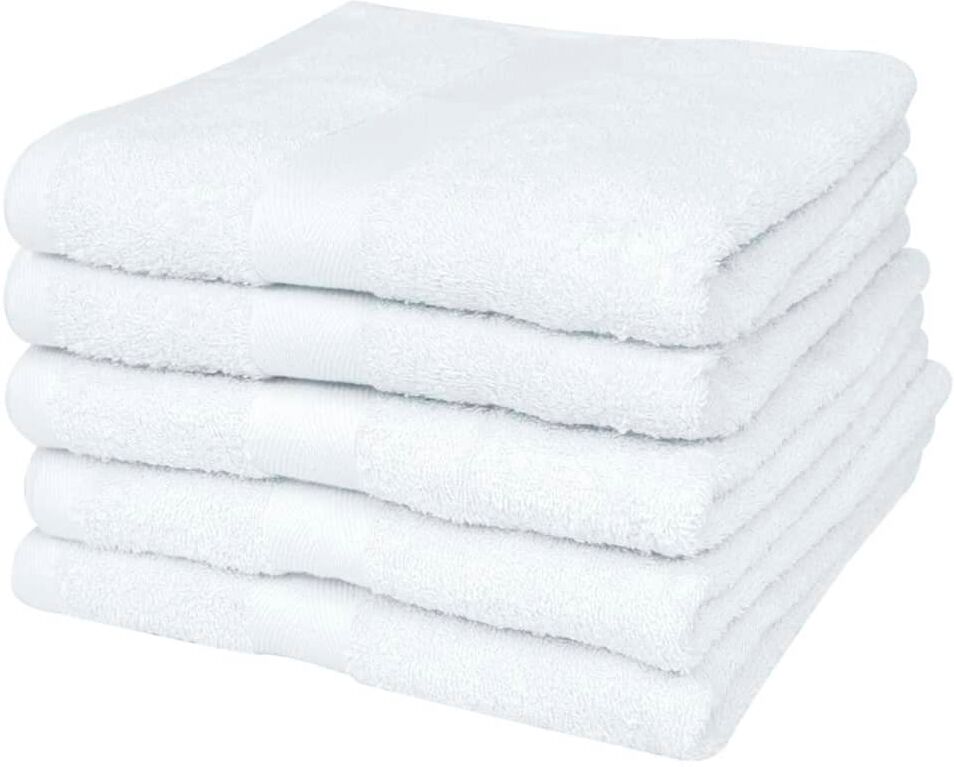 vidaXL håndklædesæt 5 stk. bomuld 500 gsm 50x100 cm hvid vidaXL håndklædesæt 5 stk. bomuld 500 gsm 50x100 cm hvid