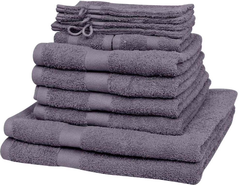 vidaXL håndklædesæt i 12 dele bomuld 500 gsm antracitgrå vidaXL håndklædesæt i 12 dele bomuld 500 gsm antracitgrå