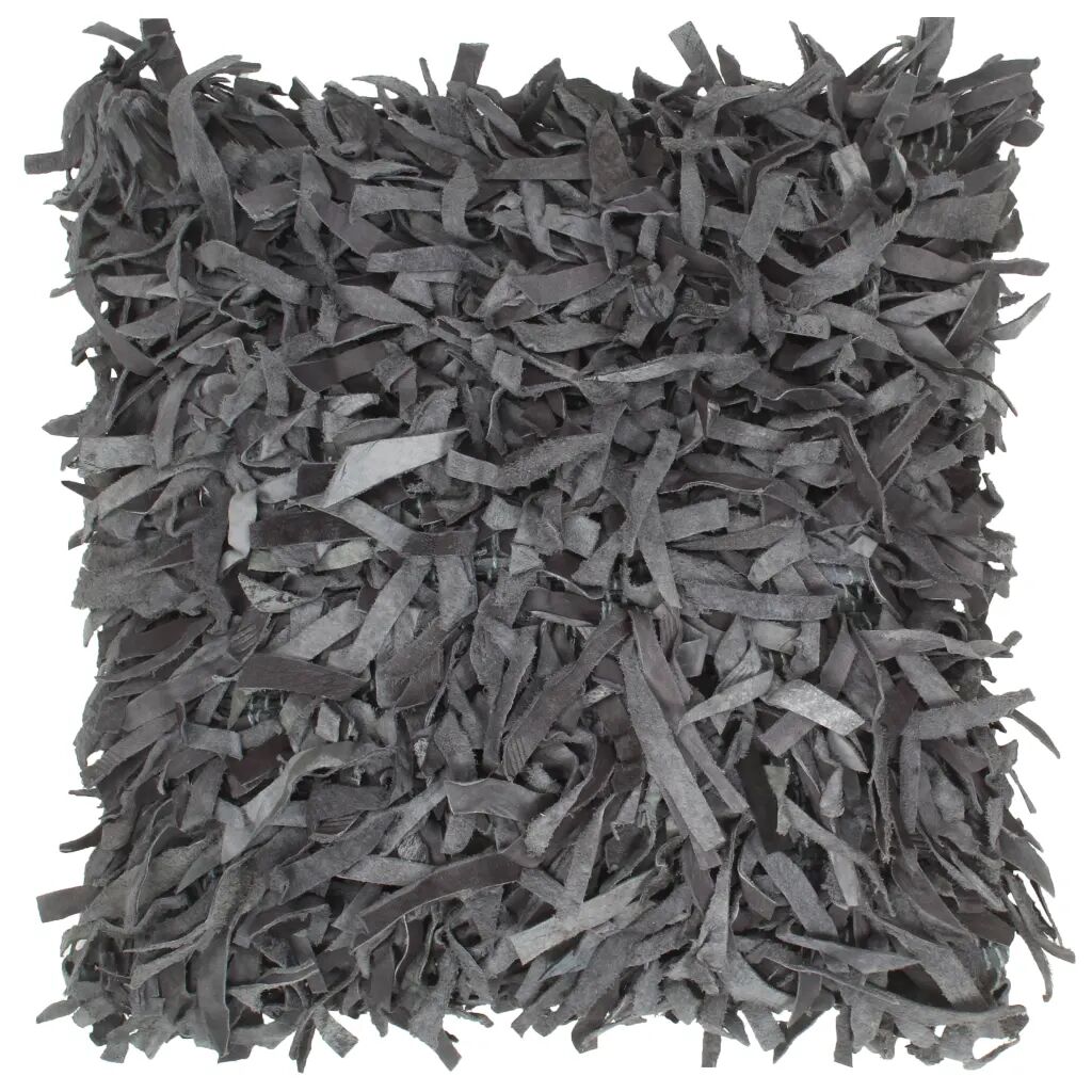 vidaXL pude pjusket grå 60 x 60 cm læder og bomuld