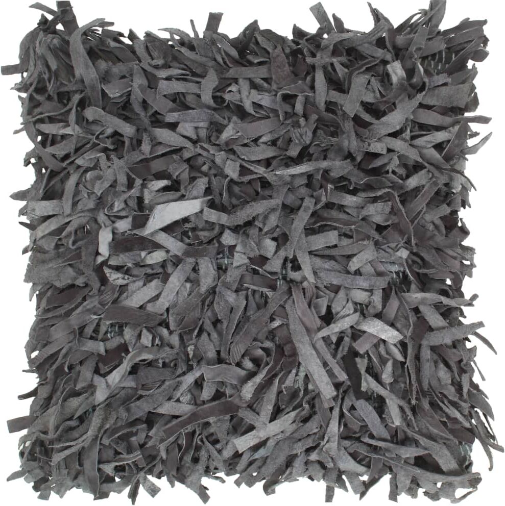 vidaXL pude pjusket grå 60 x 60 cm læder og bomuld vidaXL pude pjusket grå 60 x 60 cm læder og bomuld