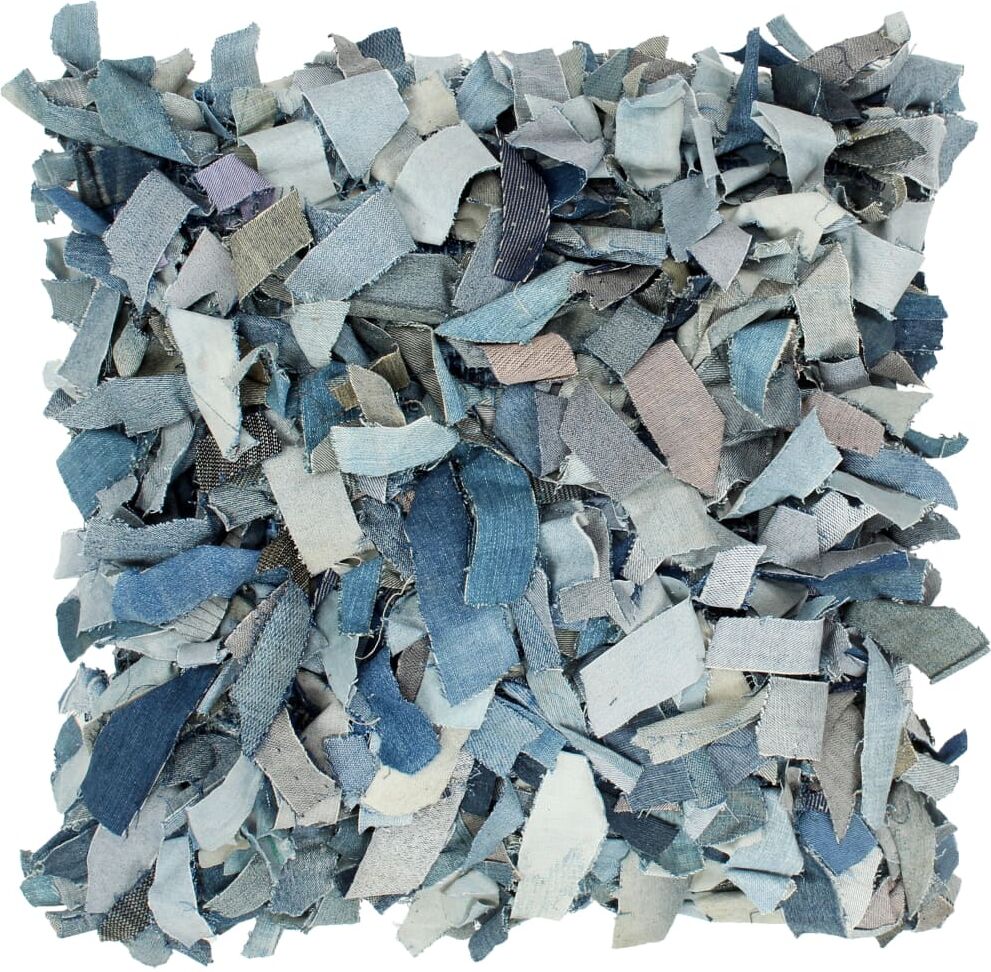 vidaXL pude denim pjusket blå 60 x 60 cm læder og bomuld vidaXL pude denim pjusket blå 60 x 60 cm læder og bomuld