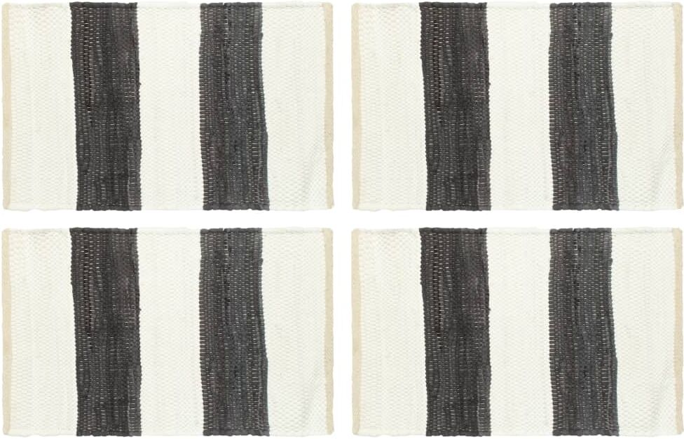 vidaXL dækkeservietter 4 stk. 30 x 45 cm chindi stribet grå og hvid vidaXL dækkeservietter 4 stk. 30 x 45 cm chindi stribet grå og hvid