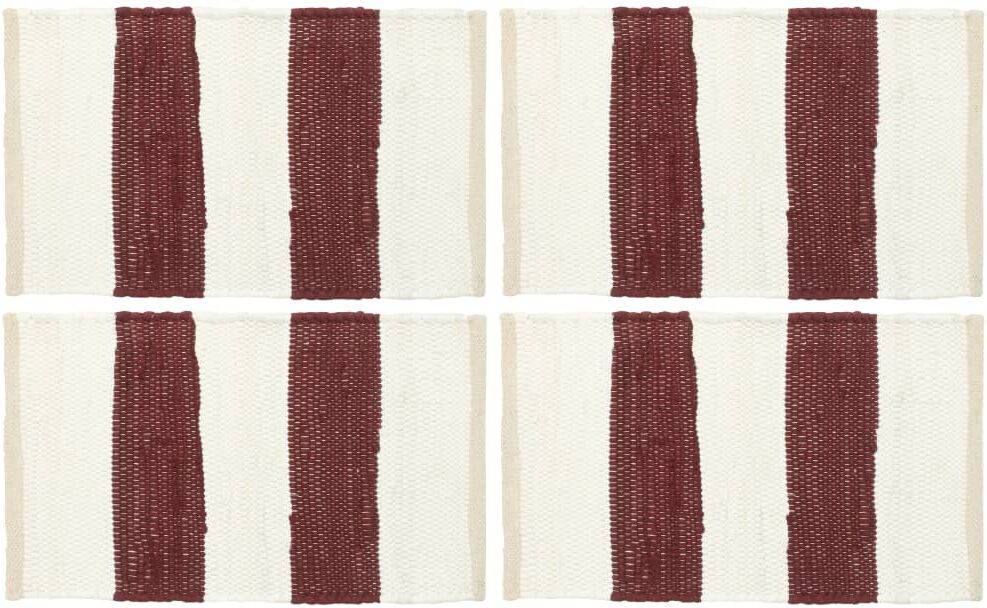 vidaXL dækkeservietter 4 stk. 30 x 45 cm chindi stribet bordeaux/hvid vidaXL dækkeservietter 4 stk. 30 x 45 cm chindi stribet bordeaux/hvid