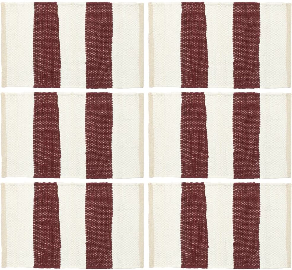 vidaXL dækkeservietter 6 stk. 30 x 45 cm chindi stribet bordeaux/hvid vidaXL dækkeservietter 6 stk. 30 x 45 cm chindi stribet bordeaux/hvid