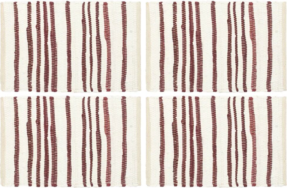 vidaXL dækkeservietter 4 stk. 30 x 45 cm bomuld bordeaux og hvid vidaXL dækkeservietter 4 stk. 30 x 45 cm bomuld bordeaux og hvid