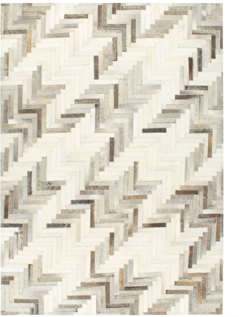 vidaXL patchworktæppe ægte læder med hår 160 x 230 cm grå/hvid vidaXL patchworktæppe ægte læder med hår 160 x 230 cm grå/hvid
