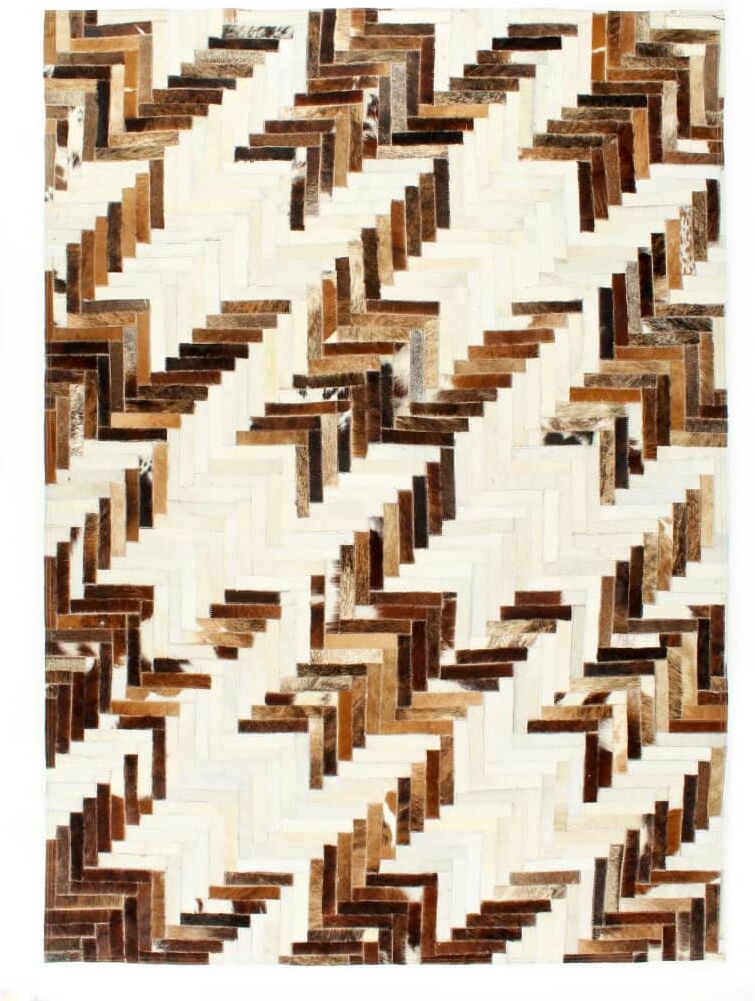 vidaXL patchworktæppe ægte læder med hår 120 x 170 cm brun/hvid vidaXL patchworktæppe ægte læder med hår 120 x 170 cm brun/hvid