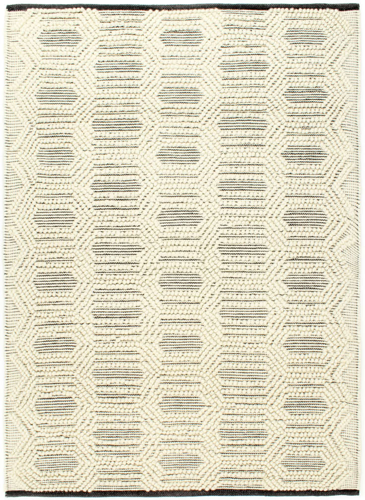 vidaXL gulvtæppe 80 x 150 cm håndvævet uld hvid/sort vidaXL gulvtæppe 80 x 150 cm håndvævet uld hvid/sort