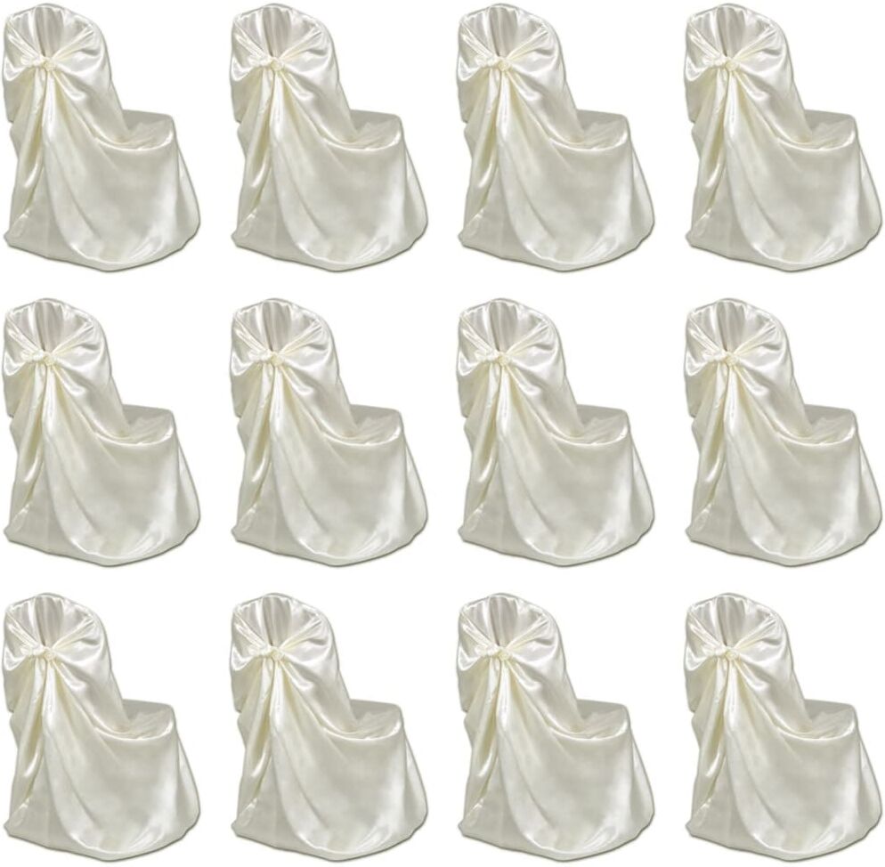 vidaXL stoleovertræk til bryllupsfest 12 stk. cremefarvet vidaXL stoleovertræk til bryllupsfest 12 stk. cremefarvet