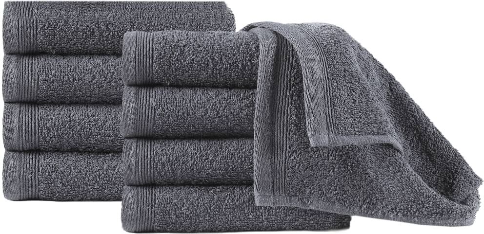vidaXL gæstehåndklæder 10 stk. bomuld 450 gsm 30x50 cm antracitgrå vidaXL gæstehåndklæder 10 stk. bomuld 450 gsm 30x50 cm antracitgrå