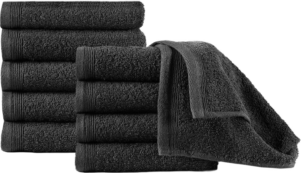 vidaXL gæstehåndklæder 10 stk. bomuld 450 gsm 30x50 cm sort vidaXL gæstehåndklæder 10 stk. bomuld 450 gsm 30x50 cm sort