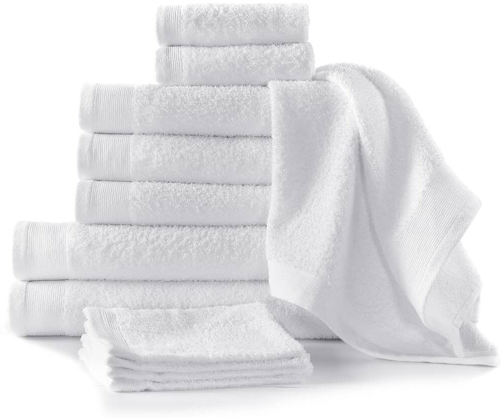 vidaXL håndklædesæt i 12 dele bomuld 450 gsm hvid vidaXL håndklædesæt i 12 dele bomuld 450 gsm hvid