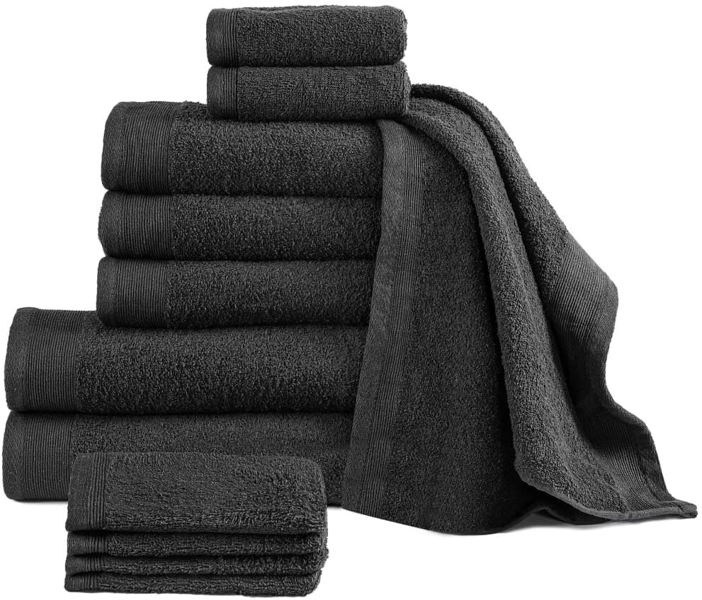 vidaXL håndklædesæt i 12 dele bomuld 450 gsm sort vidaXL håndklædesæt i 12 dele bomuld 450 gsm sort