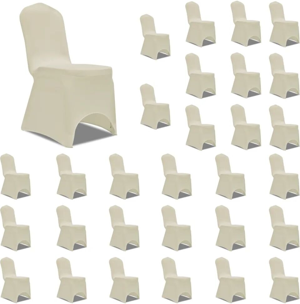 vidaXL stoleovertræk 30 stk. stretchstof cremefarvet vidaXL stoleovertræk 30 stk. stretchstof cremefarvet