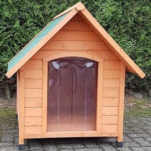 @Pet hundehus med plastikflapper Classique 88x78x80 cm naturfarvet