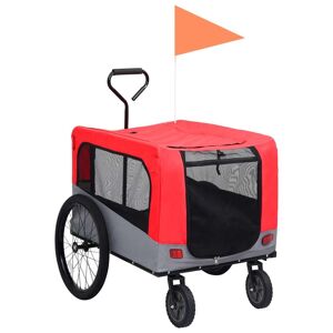 vidaXL 2-i-1 cykelanhænger og joggingklapvogn kæledyr rød grå