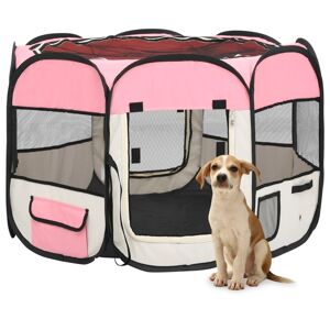 vidaXL foldbar hundegård med bæretaske 90x90x58 cm pink