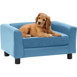 vidaXL hundesofa 60x43x30 cm med skumpude plys og kunstlæder turkis