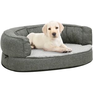 vidaXL ergonomisk hundeseng 60x42 cm hør-look fleece grå