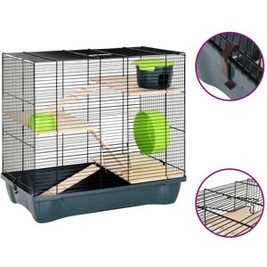 vidaXL hamsterbur 58x32x54 cm polypropylen og metal grå