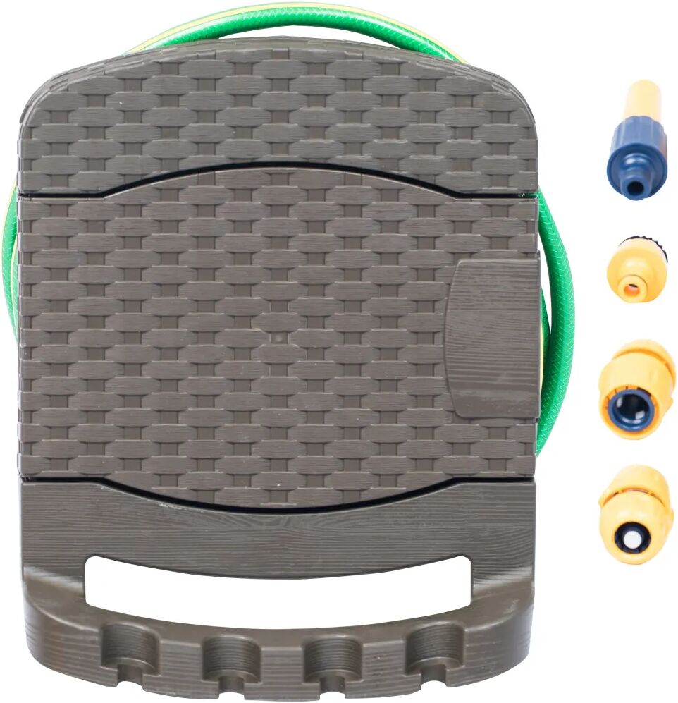 vidaXL vægmonteret slangetromle med slange plastik brun vidaXL vægmonteret slangetromle med slange plastik brun