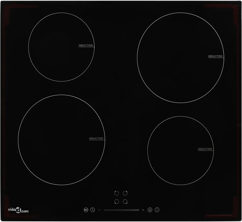 vidaXL induktionskogeplade med 4 varmezoner touch-panel glas 7000 W