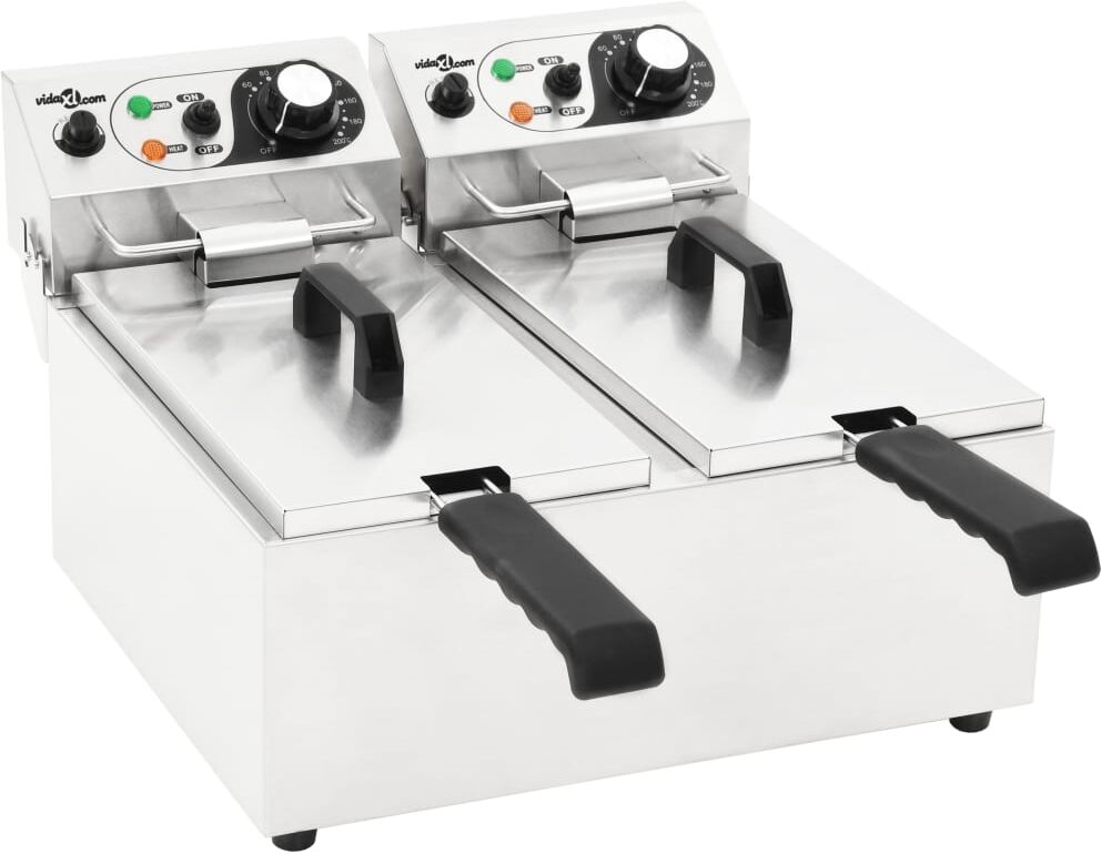vidaXL dobbelt elektrisk frituregryde rustfrit stål 12 l 4000 W vidaXL dobbelt elektrisk frituregryde rustfrit stål 12 l 4000 W