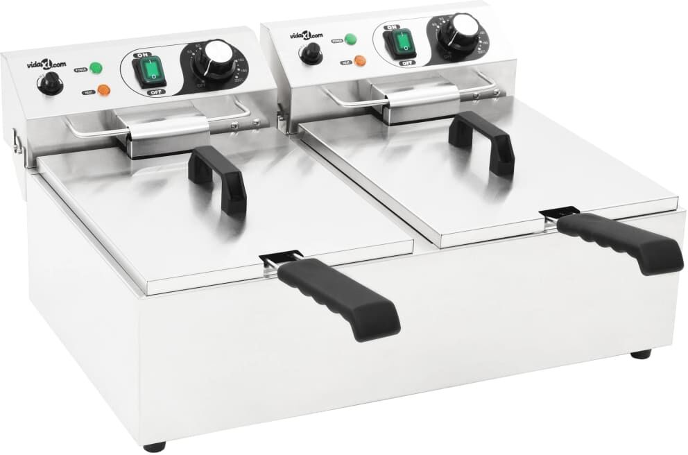 vidaXL dobbelt elektrisk frituregryde rustfrit stål 20 l 6000 W vidaXL dobbelt elektrisk frituregryde rustfrit stål 20 l 6000 W