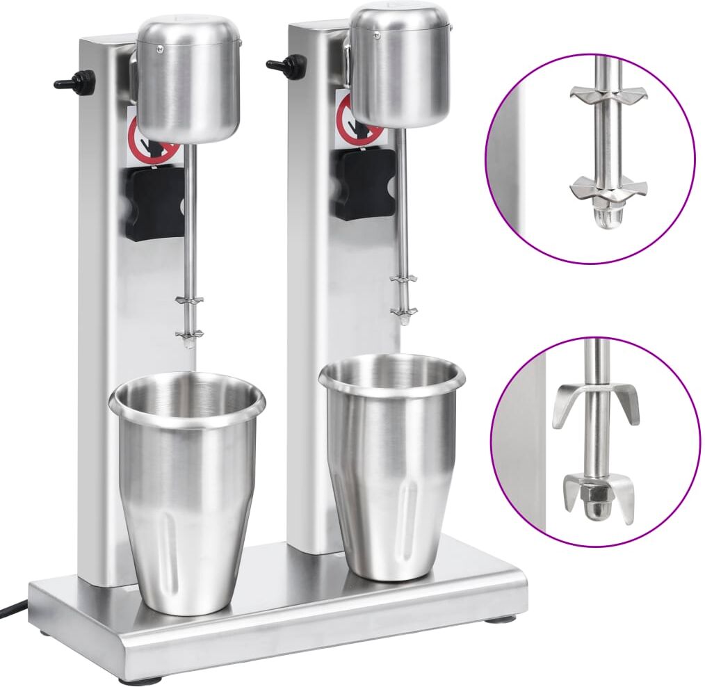 vidaXL milkshakemaskine med 2 kopper 2 l rustfrit stål vidaXL milkshakemaskine med 2 kopper 2 l rustfrit stål