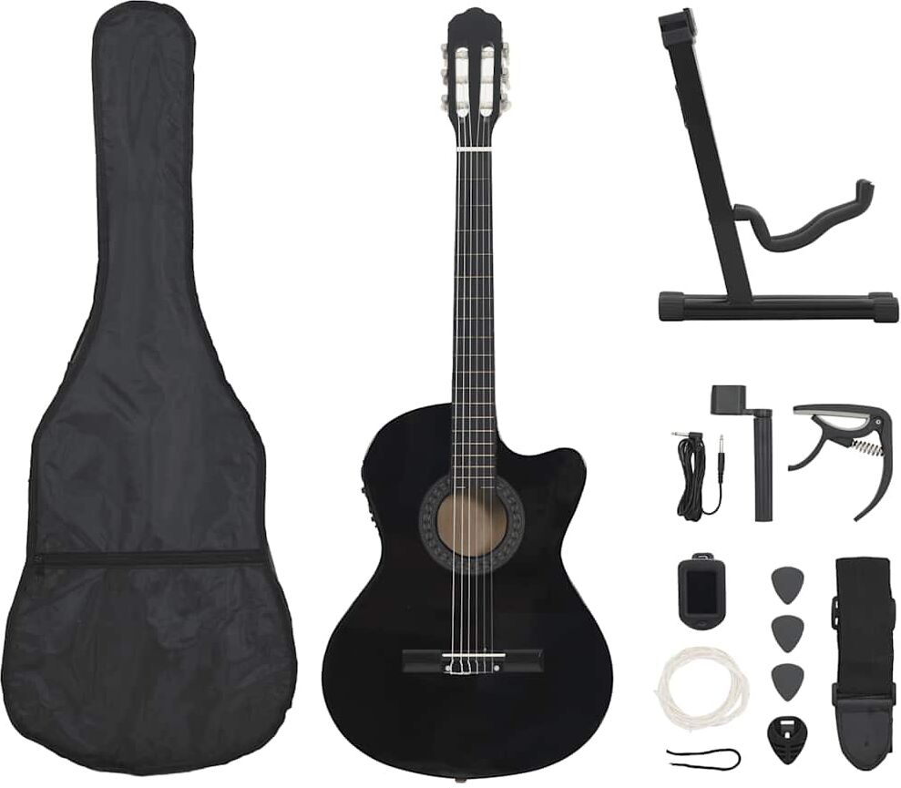 vidaXL western-guitarsæt 12 dele med equalizer og 6 strenge sort vidaXL western-guitarsæt 12 dele med equalizer og 6 strenge sort