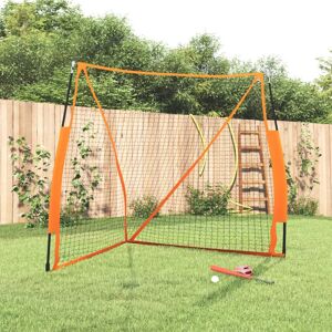 vidaXL bærbart baseballnet 183x182x183 cm polyester stål sort orange