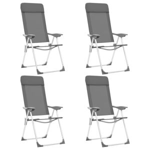 vidaXL foldbare campingstole 4 stk. aluminium grå