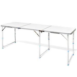 vidaXL Sammenfoldeligt højdejusterbart camping bord i aluminium, 180 x 60 cm