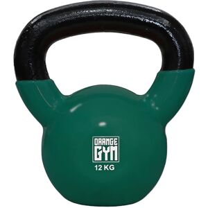 Orange Gym vinylbelagt kettlebell 12 kg mørkegrøn