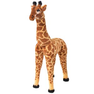 vidaXL stående tøjdyr giraf plysstof XXL brun og gul