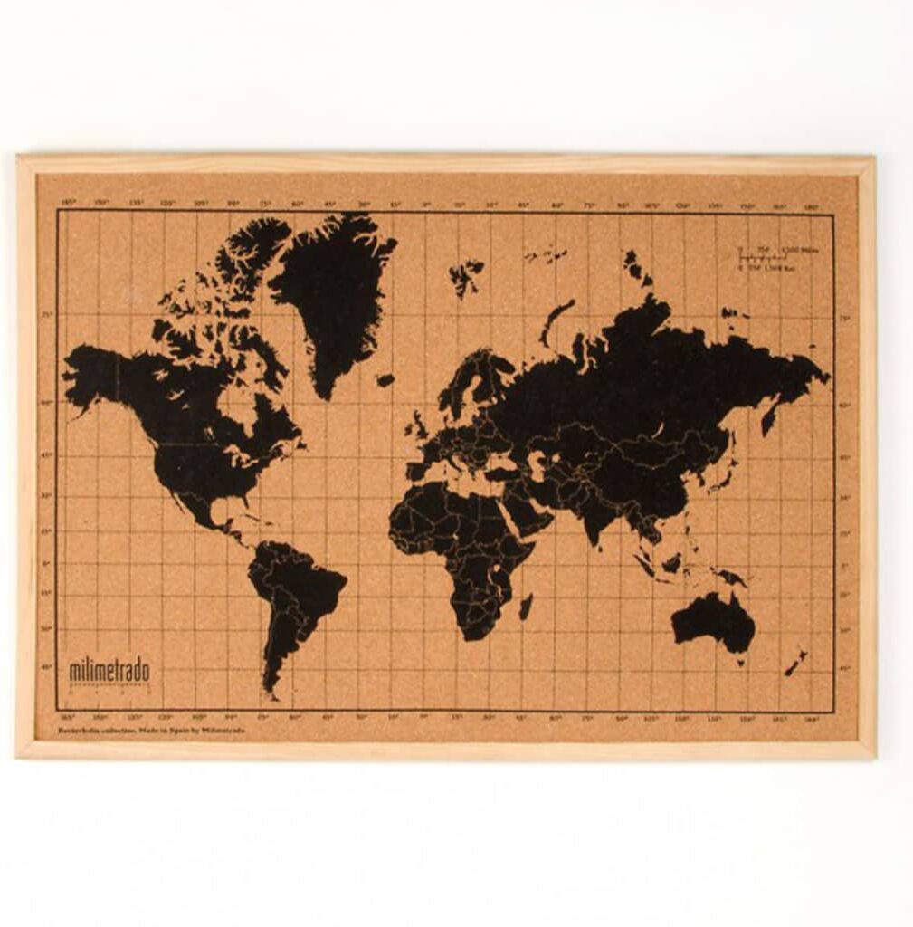 milimetrado verdenskort korkplade med træramme 70 x 50 cm sort brun milimetrado verdenskort korkplade med træramme 70 x 50 cm sort brun