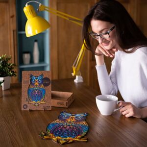 UNIDRAGON puslespil 650 brikker Charming Owl royal size 35x60 cm træ