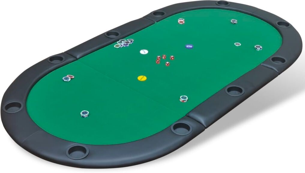 vidaXL 10 pers. pokerbord bordplade foldbar grøn vidaXL 10 pers. pokerbord bordplade foldbar grøn