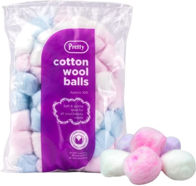 Colour Cotton Wool Balls 100 stk Vatrondeller