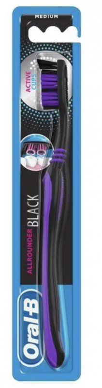 Allrounder Black Toothbrush Medium 1 stk Tandb&oslash;rste