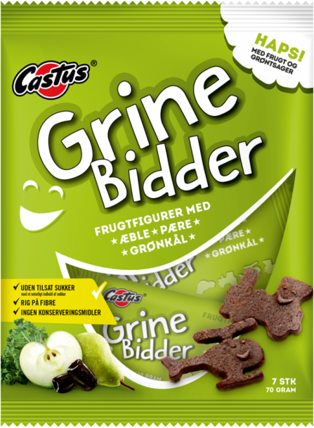 &AElig;ble, P&aelig;re &amp; Gr&oslash;nk&aring;l Grinebidder 70 g T&oslash;rret Frugt