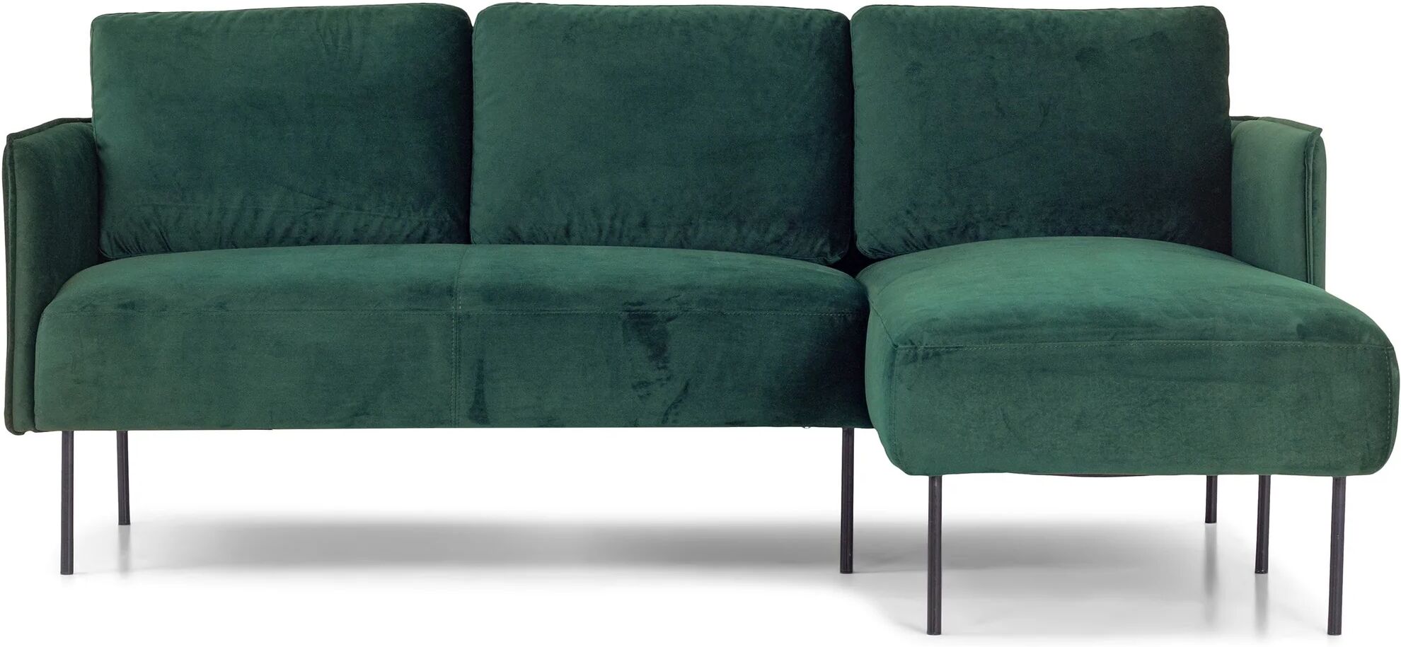 nimara.dk Nela - Højrevendt Chaiselong Sofa Mørkegrøn Velour - 192 Cm