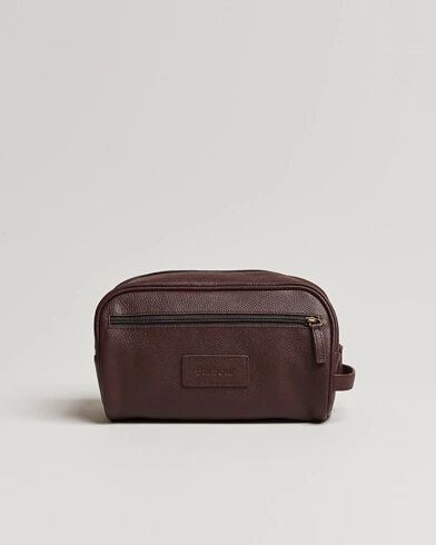 Barbour Lifestyle Leather Washbag Dark Brown men One size Brun